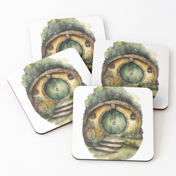 Item preview, Round Doors in Watercolor and Ink - Black - Watercolor Art - Fantasy designed and sold by Fenay Designs.