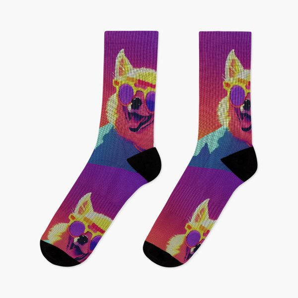 Item preview, Colorful Abstract Pomeranian Wearing Sunglasses 8-bit Pixel Art designed and sold by PixelDripped.