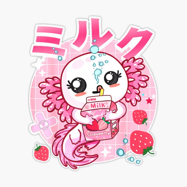 Anime Kawaii Cat Strawberry Milk N' Sticker