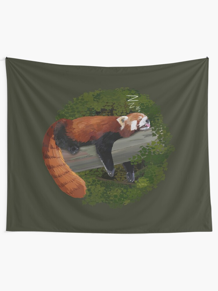 Alternate view of Sleepy Red Panda  Tapestry