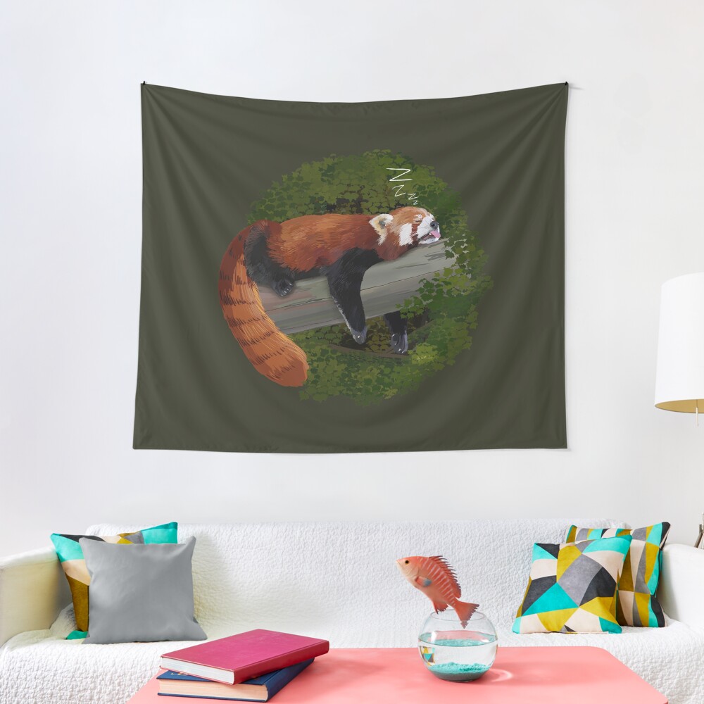 Disover Sleepy Red Panda  Tapestry