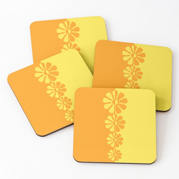 Item preview, 60's Bold Retro Mod Flowers in Orange and Yellow designed and sold by MellowCat.