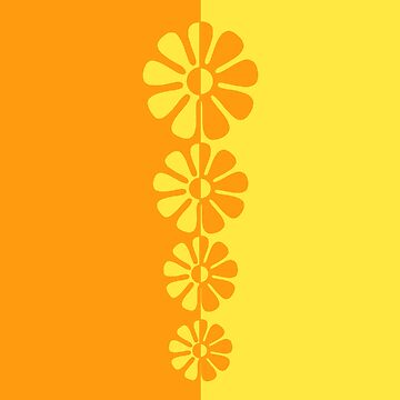Artwork thumbnail, 60's Bold Retro Mod Flowers in Orange and Yellow by MellowCat