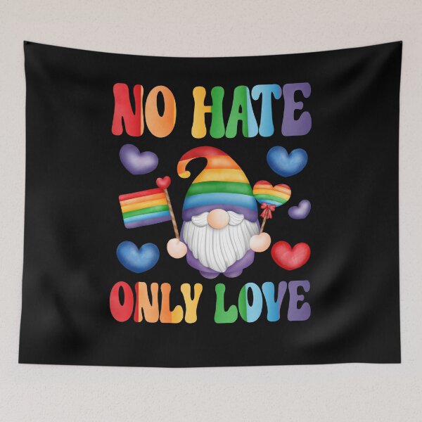 Item preview, No Hate Only Love - Rainbow Pride Gnome designed and sold by TheButtonCrew.