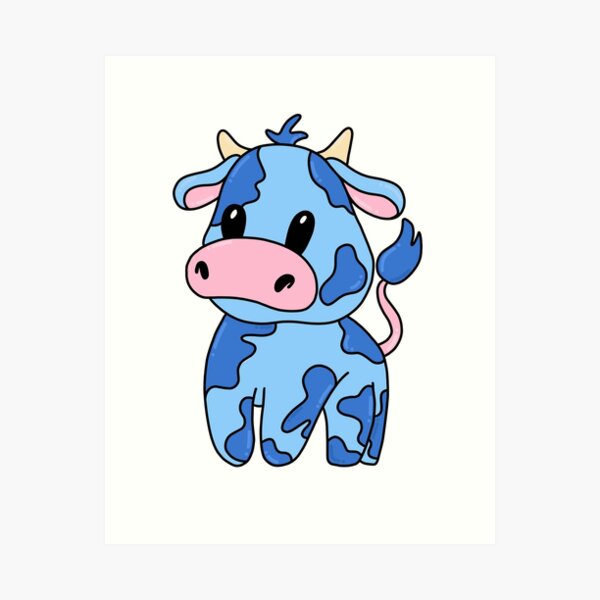 Cute cartoon cow Art Print