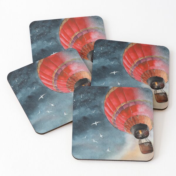 Item preview, Blue air ballon in the night sky designed and sold by MaryWatercolor.