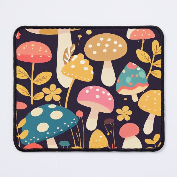 Item preview, pattern of cute colorful mushrooms designed and sold by CutePatternsRB.