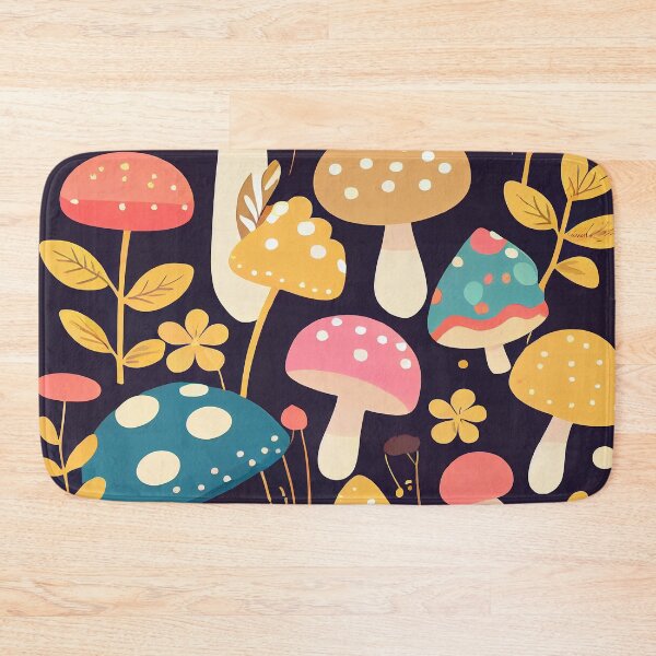 Item preview, pattern of cute colorful mushrooms designed and sold by CutePatternsRB.