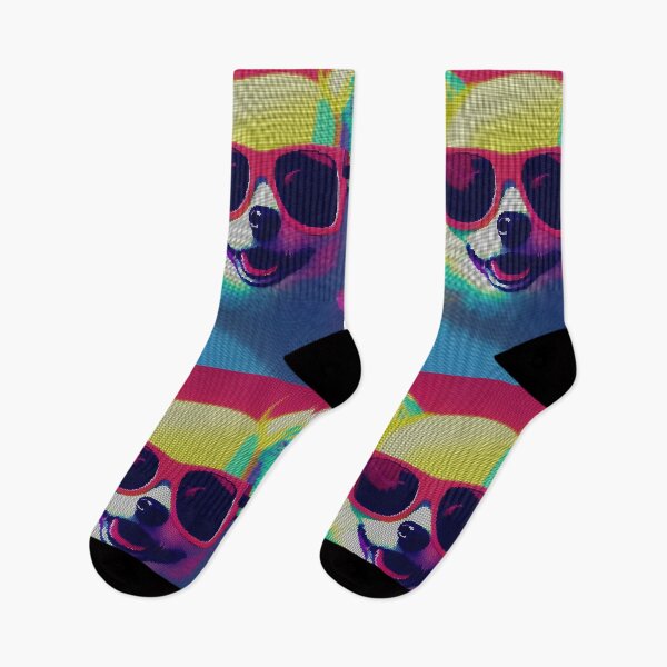 Item preview, Colorful Abstract Pomeranian Wearing Sunglasses 8-bit Pixel Art designed and sold by PixelDripped.
