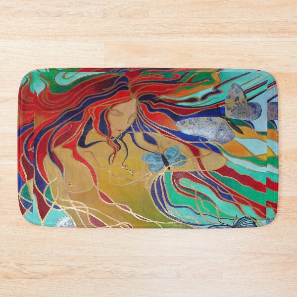Item preview, Mermaid Swimming with Butterflies Fantasy Art designed and sold by taiche.