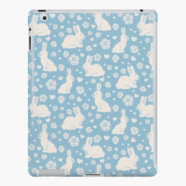 Happy rabbits light blue linocut iPad Snap Case