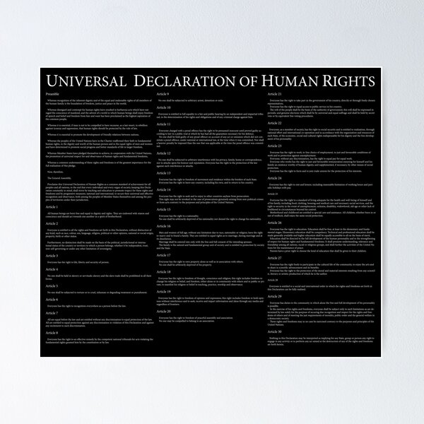 Item preview, Universal Declaration of Human Rights Black Background designed and sold by wetdryvac.
