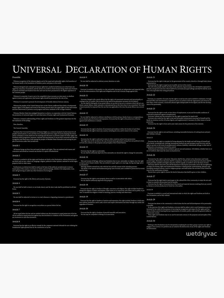 Universal Declaration of Human Rights Black Background by wetdryvac