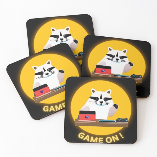 Item preview, White Racoon with a Black Mask is Ready for a Game designed and sold by HanaiPrint.