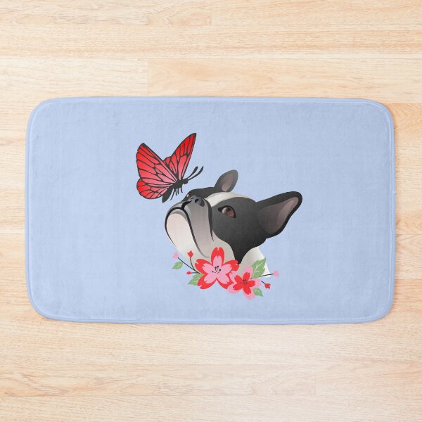 Item preview, French Bulldog Head with Spring Flowers and Butterfly designed and sold by SeasonalDogs.