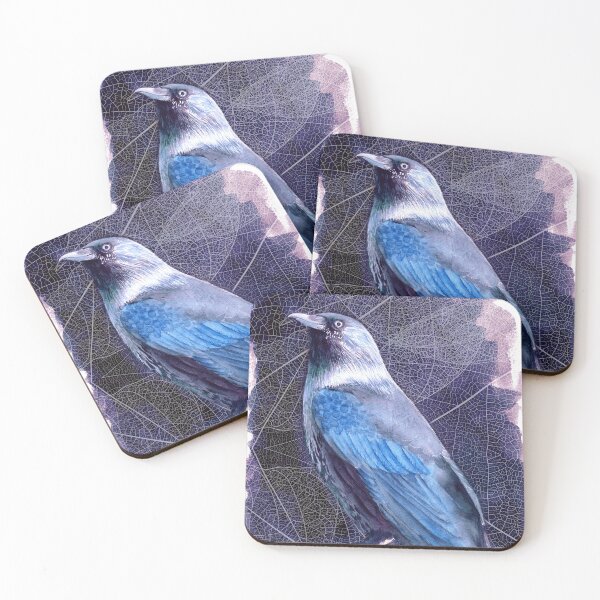 Item preview, Watercolor illustration of a beautiful black jackdaw designed and sold by MaryWatercolor.