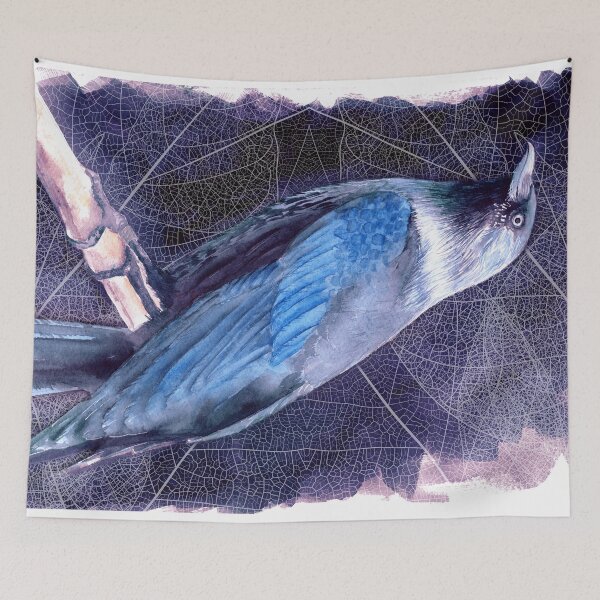 Item preview, Watercolor illustration of a beautiful black jackdaw designed and sold by MaryWatercolor.