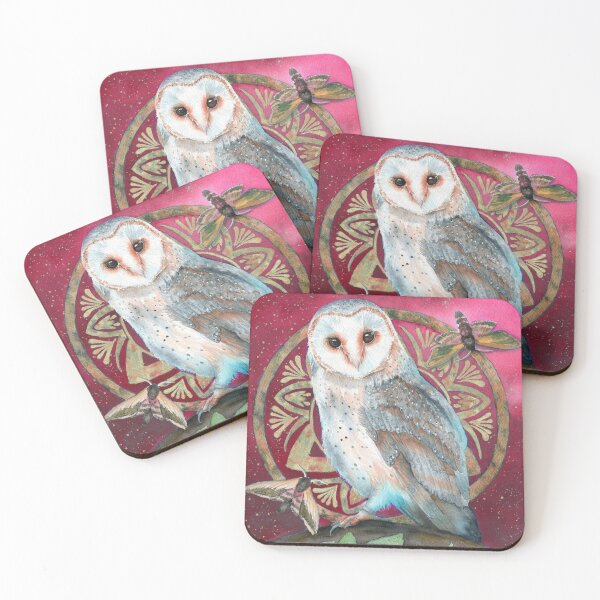 Item preview, Barn owl on a red background designed and sold by MaryWatercolor.