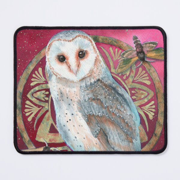Item preview, Barn owl on a red background designed and sold by MaryWatercolor.