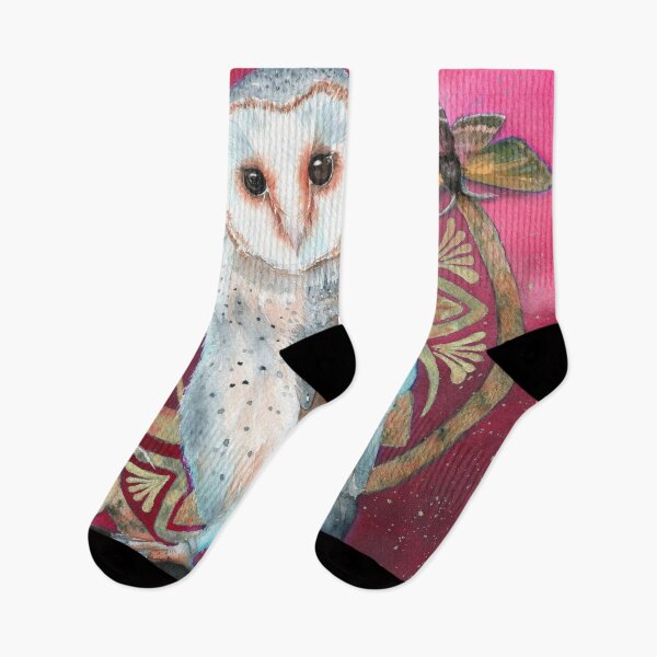 Item preview, Barn owl on a red background designed and sold by MaryWatercolor.