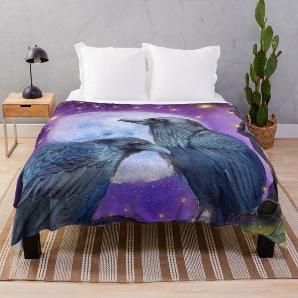 Artikelvorschau, Zwei Raben unter einem hellen Mond entworfen und verkauft von MaryWatercolor.