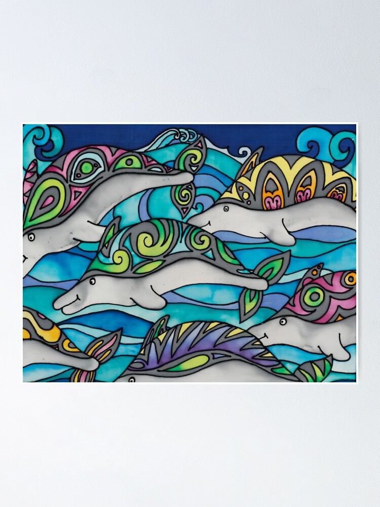 Alternate view of Hippie Dolphins Poster