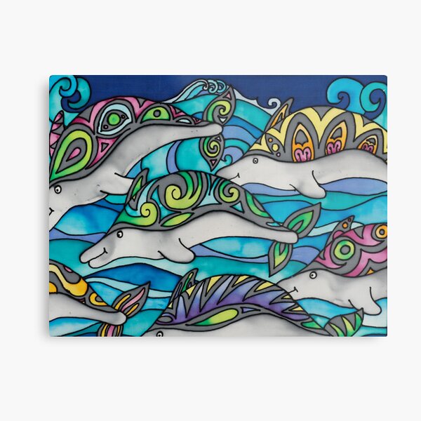 Hippie Dolphins Metal Print