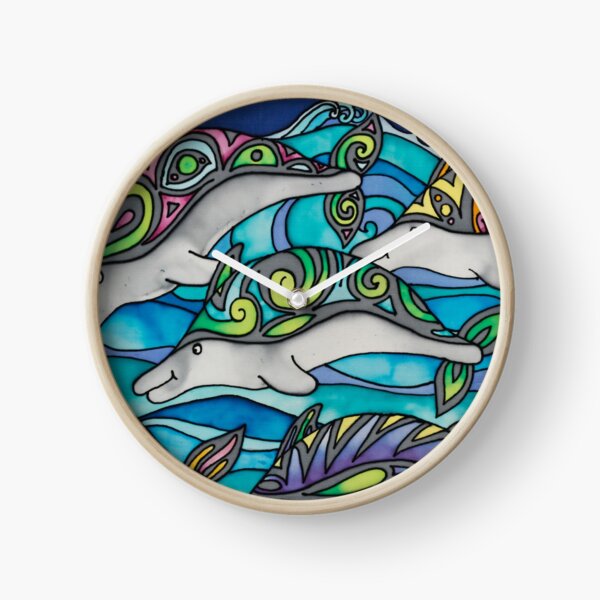 Hippie Dolphins Clock