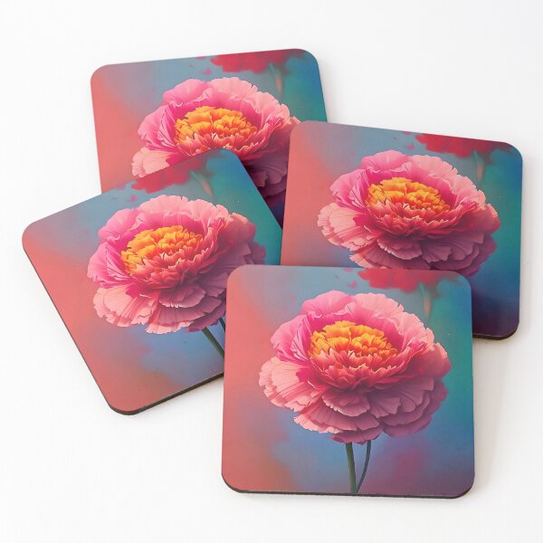 Aperçu de l'œuvre Fleur de pivoine rose aux couleurs vives créée et vendue par LeoLabs.