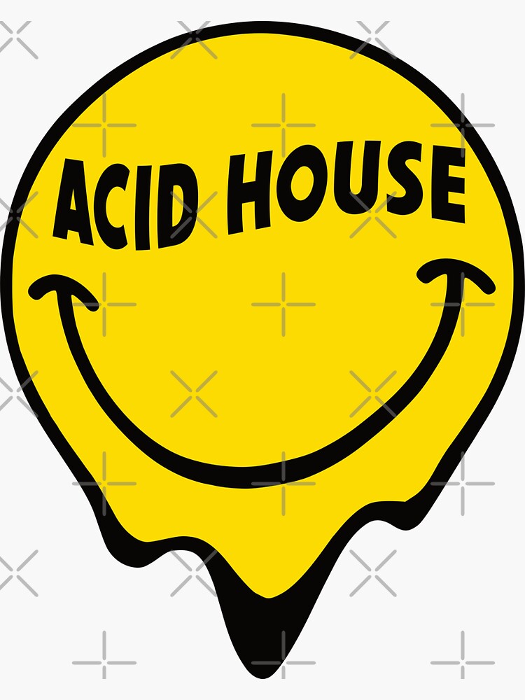 Acid House Smiley Face Rave Sticker For Sale By Fezztee Redbubble