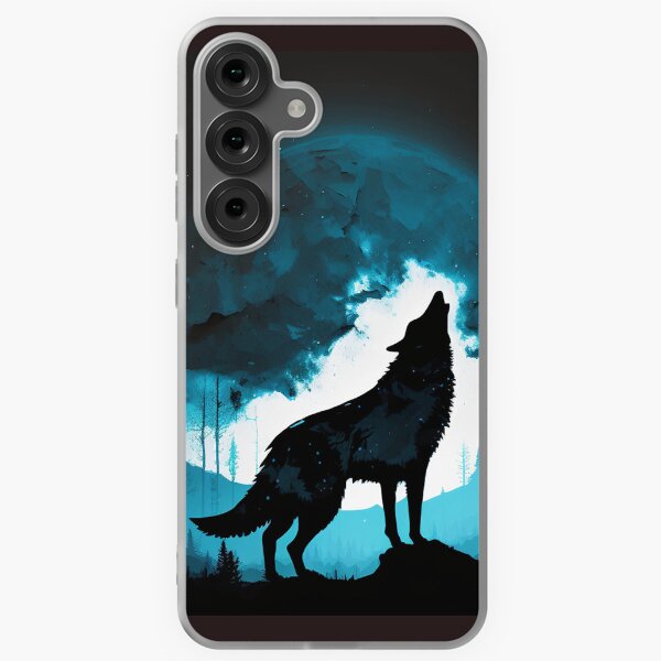 Vista previa del artículo con la obra «silueta de un lobo aullando a la luna», diseñado y vendido por axelpua.