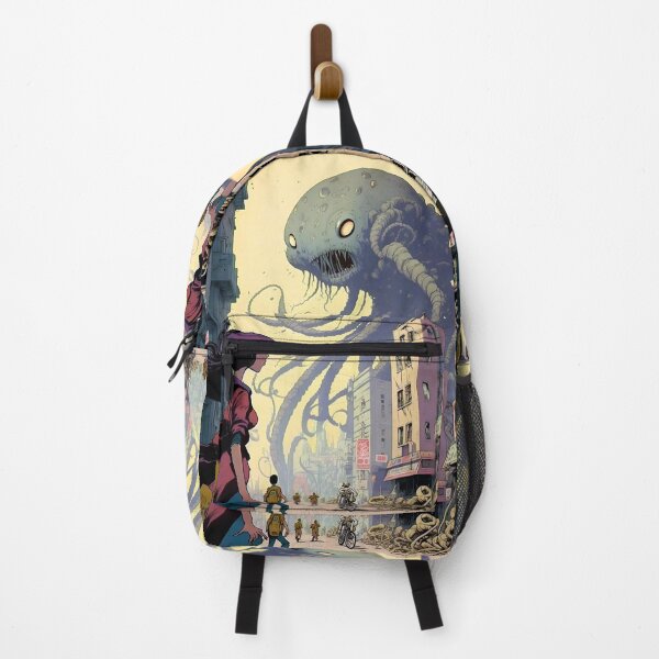 Item preview, Creepy Alien Monster Destroys City Fantasy Japanese Anime Retro 50s designed and sold by AIWanderer.