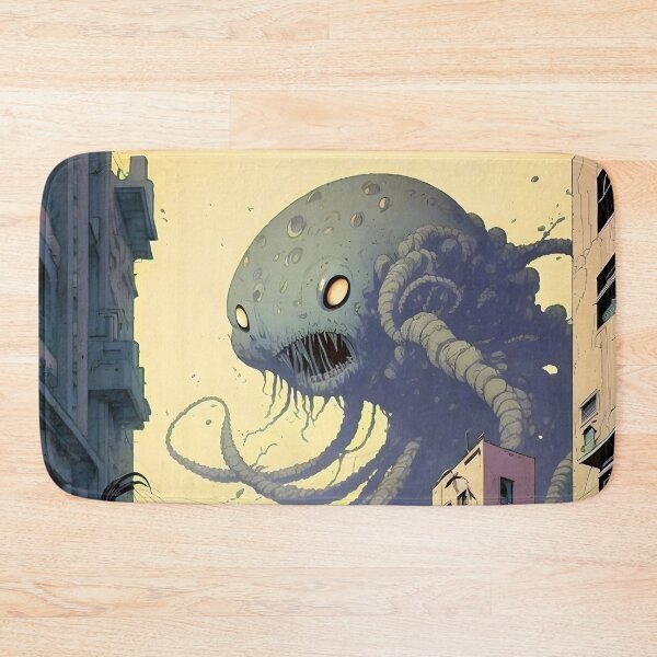 Item preview, Creepy Alien Monster Destroys City Fantasy Japanese Anime Retro 50s designed and sold by AIWanderer.