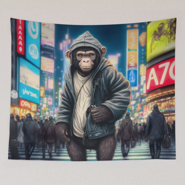 Item preview, Monkey Walking in Shibuya Tokyo designed and sold by unrealartwork.