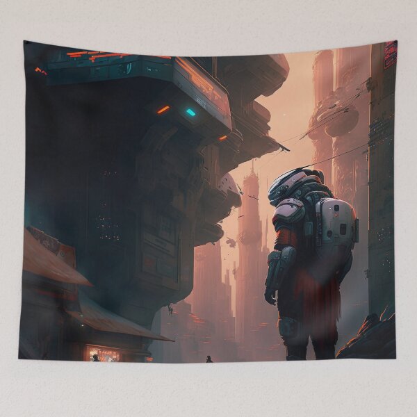 Item preview, Futuristic Style Seoul Korea Illustration designed and sold by unrealartwork.