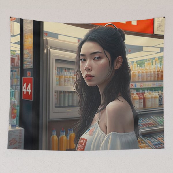 Item preview, Asian Woman in front of a Convenience Store designed and sold by unrealartwork.