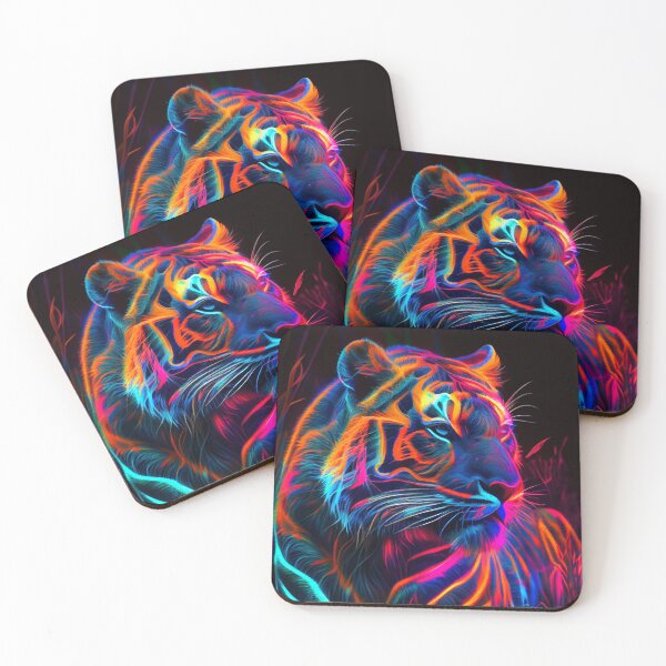Item preview, Electric Rainbow Big Cat Tiger Art designed and sold by mcmtdesigns.