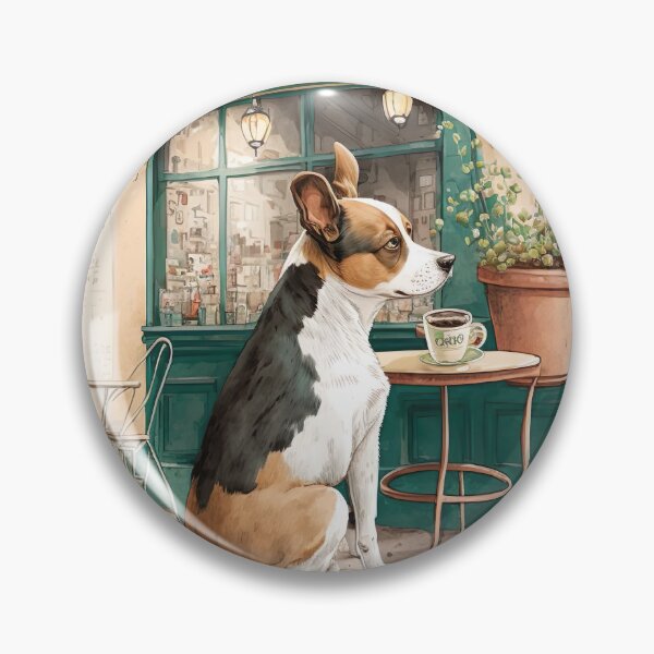 Item preview, Dog in French Bistro Coffee Illustration designed and sold by unrealartwork.