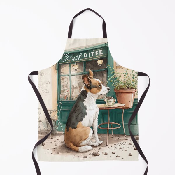 Item preview, Dog in French Bistro Coffee Illustration designed and sold by unrealartwork.