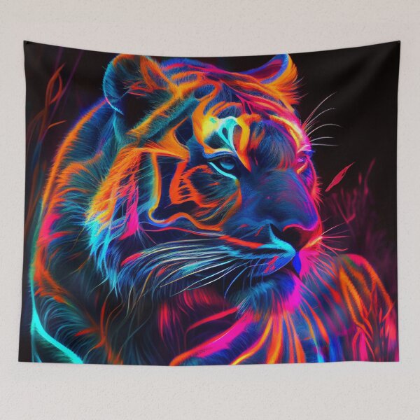 Item preview, Electric Rainbow Big Cat Tiger Art designed and sold by mcmtdesigns.