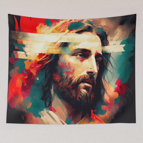 Item preview, Dramatic Jesus Christ Portrait Illustration designed and sold by unrealartwork.