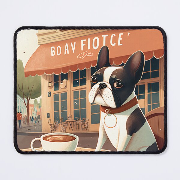 Item preview, Cute Dog in French Bistro Coffee Illustration designed and sold by unrealartwork.
