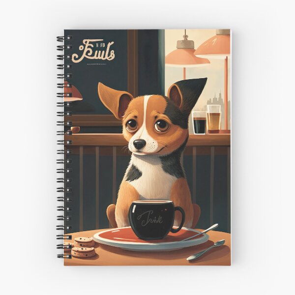 Item preview, Super Cute Dog in French Bistro Coffee Illustration designed and sold by unrealartwork.