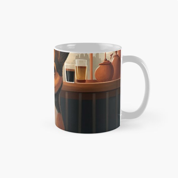 Item preview, Super Cute Dog in French Bistro Coffee Illustration designed and sold by unrealartwork.
