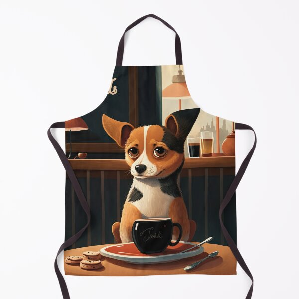 Item preview, Super Cute Dog in French Bistro Coffee Illustration designed and sold by unrealartwork.