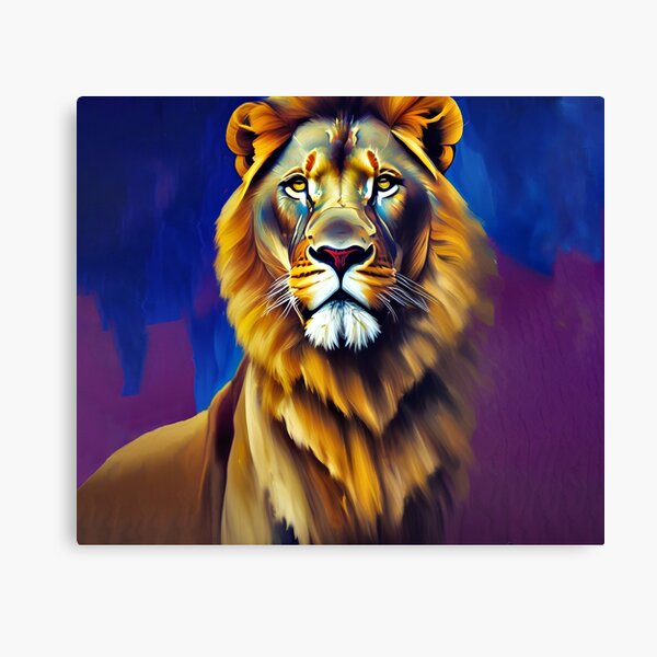 Colorful Portrait Lion Artwork Canvas Print for Sale by Blok45