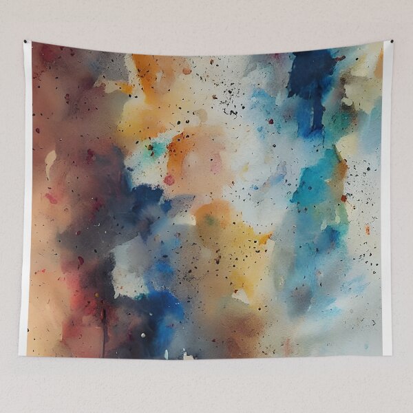 Aperçu de l'œuvre Blue and orange watercolor paint blend créée et vendue par ibelieveimages.