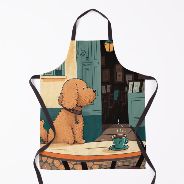Item preview, Adorable Dog in a French Bistro Coffee Illustration designed and sold by unrealartwork.