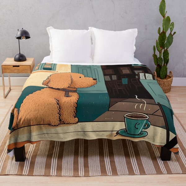 Item preview, Adorable Dog in a French Bistro Coffee Illustration designed and sold by unrealartwork.
