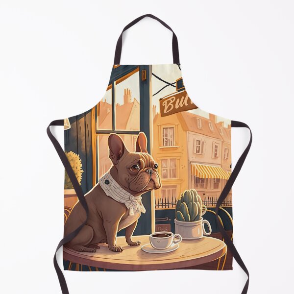 Item preview, Adorable French Bull Dog in a French Bistro Coffee Illustration designed and sold by unrealartwork.